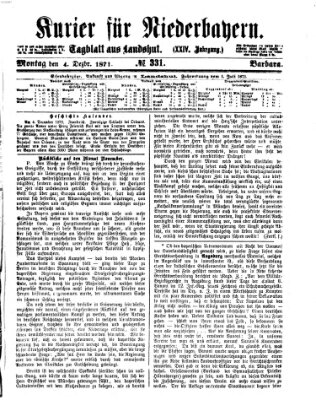 Kurier für Niederbayern Montag 4. Dezember 1871