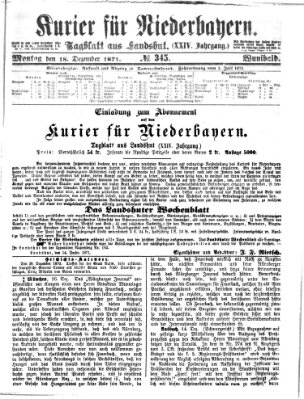 Kurier für Niederbayern Montag 18. Dezember 1871