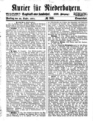 Kurier für Niederbayern Freitag 22. Dezember 1871