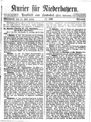 Kurier für Niederbayern Mittwoch 17. Juli 1872