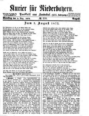 Kurier für Niederbayern Samstag 3. August 1872