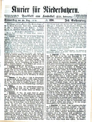 Kurier für Niederbayern Donnerstag 29. August 1872