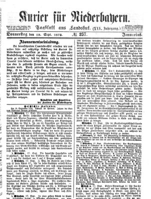 Kurier für Niederbayern Donnerstag 19. September 1872