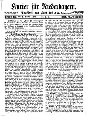 Kurier für Niederbayern Donnerstag 3. Oktober 1872