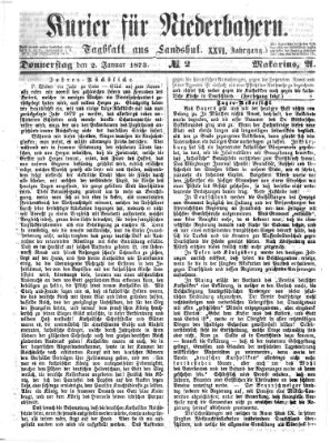 Kurier für Niederbayern Donnerstag 2. Januar 1873