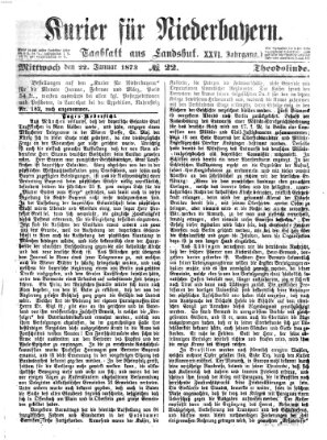 Kurier für Niederbayern Mittwoch 22. Januar 1873