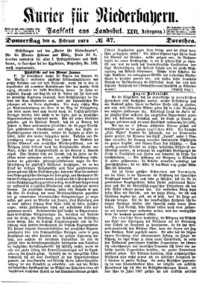 Kurier für Niederbayern Donnerstag 6. Februar 1873