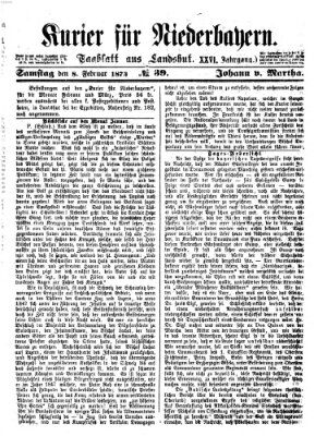 Kurier für Niederbayern Samstag 8. Februar 1873