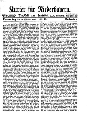 Kurier für Niederbayern Donnerstag 20. Februar 1873