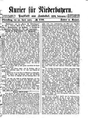 Kurier für Niederbayern Dienstag 22. April 1873