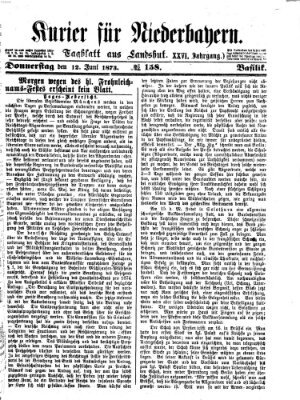 Kurier für Niederbayern Donnerstag 12. Juni 1873