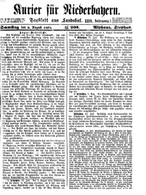 Kurier für Niederbayern Samstag 2. August 1873