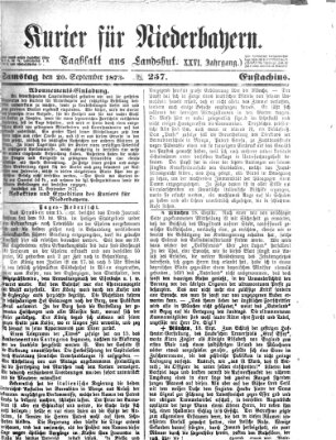 Kurier für Niederbayern Samstag 20. September 1873