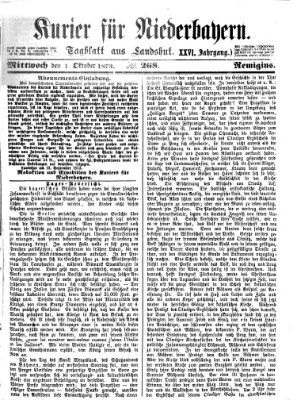 Kurier für Niederbayern Mittwoch 1. Oktober 1873