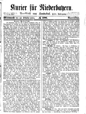 Kurier für Niederbayern Mittwoch 29. Oktober 1873