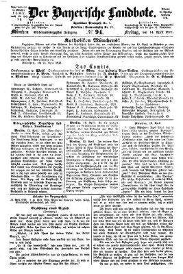 Der Bayerische Landbote Freitag 14. April 1871