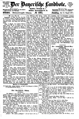 Der Bayerische Landbote Samstag 12. August 1871