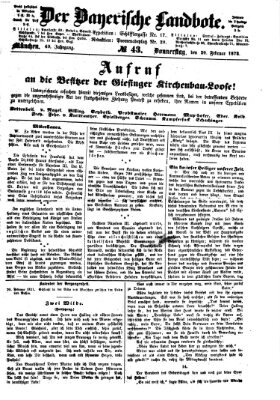 Der Bayerische Landbote Donnerstag 20. Februar 1873