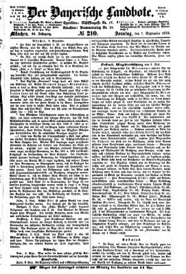 Der Bayerische Landbote Sonntag 7. September 1873