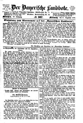 Der Bayerische Landbote Mittwoch 31. Dezember 1873