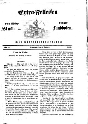 Extra-Felleisen (Würzburger Stadt- und Landbote) Dienstag 3. Januar 1871