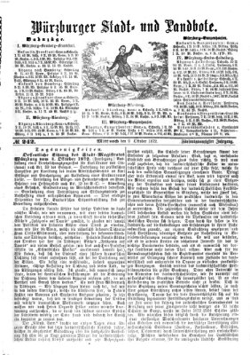 Würzburger Stadt- und Landbote Mittwoch 9. Oktober 1872