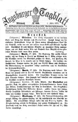 Augsburger Tagblatt Mittwoch 1. März 1871