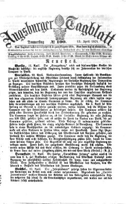 Augsburger Tagblatt Donnerstag 13. April 1871