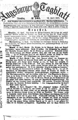 Augsburger Tagblatt Dienstag 18. April 1871