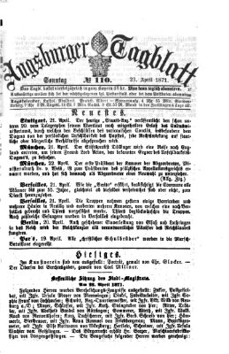 Augsburger Tagblatt Sonntag 23. April 1871