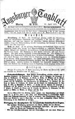 Augsburger Tagblatt Montag 24. April 1871