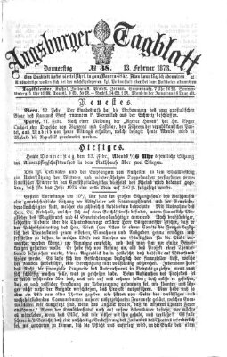 Augsburger Tagblatt Donnerstag 13. Februar 1873