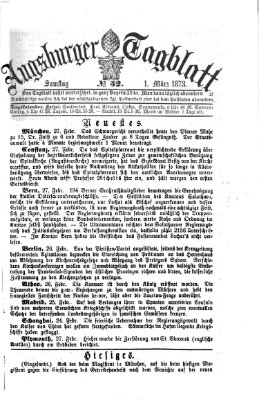 Augsburger Tagblatt Samstag 1. März 1873