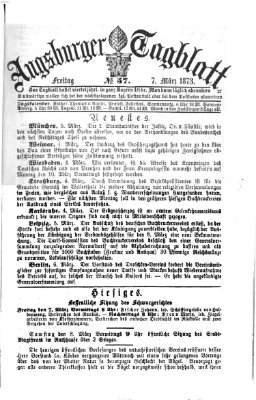 Augsburger Tagblatt Freitag 7. März 1873