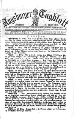 Augsburger Tagblatt Mittwoch 19. März 1873