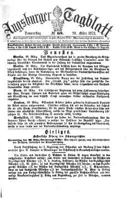 Augsburger Tagblatt Donnerstag 20. März 1873