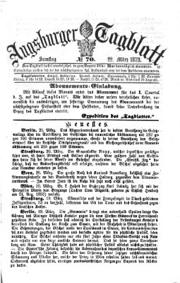 Augsburger Tagblatt Samstag 22. März 1873