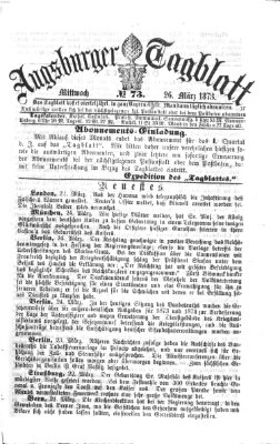 Augsburger Tagblatt Mittwoch 26. März 1873
