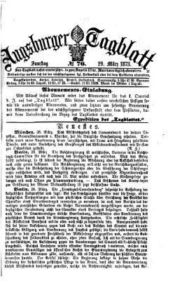Augsburger Tagblatt Samstag 29. März 1873