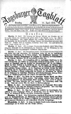 Augsburger Tagblatt Dienstag 22. April 1873