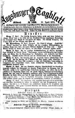 Augsburger Tagblatt Mittwoch 30. April 1873