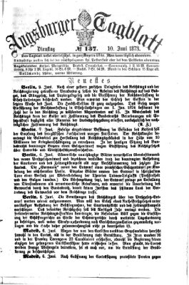 Augsburger Tagblatt Dienstag 10. Juni 1873