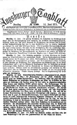 Augsburger Tagblatt Samstag 14. Juni 1873