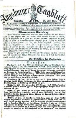 Augsburger Tagblatt Donnerstag 26. Juni 1873