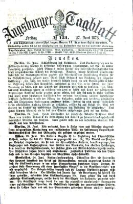 Augsburger Tagblatt Freitag 27. Juni 1873