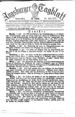 Augsburger Tagblatt Donnerstag 10. Juli 1873