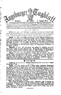 Augsburger Tagblatt Samstag 2. August 1873