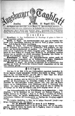 Augsburger Tagblatt Samstag 16. August 1873