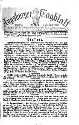 Augsburger Tagblatt Samstag 6. September 1873