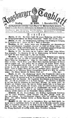 Augsburger Tagblatt Samstag 1. November 1873
